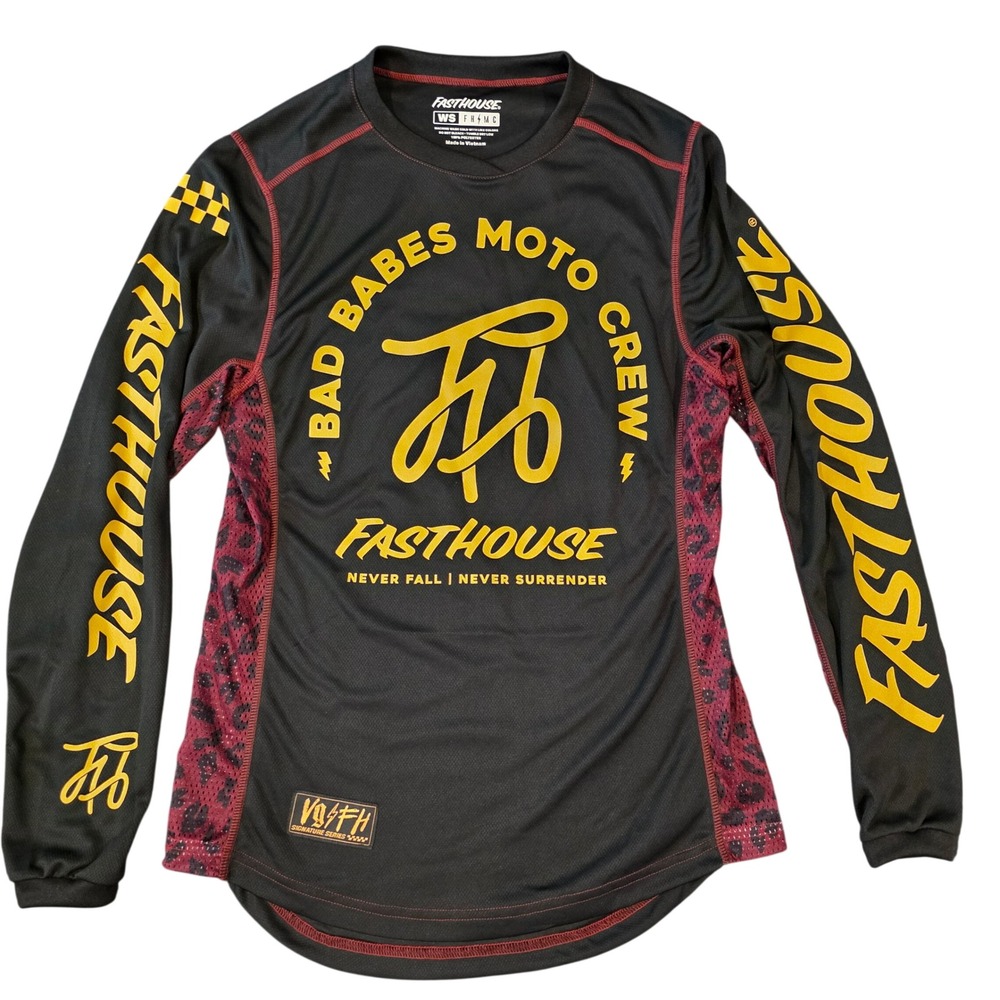 Fasthouse Bad Babes Moto Crew Jersey Womens Small Black Yellow VixFH Motocross